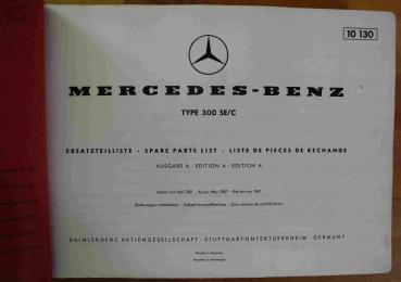 Ersatzteilkatalog Ersatzteilliste Bildkatalog Mercedes-Benz W112 300SE Coupe und Cabriolet