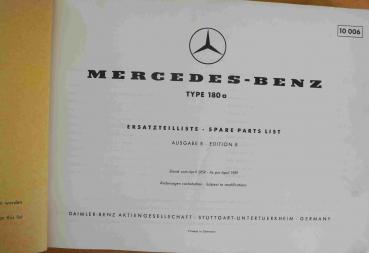 Ersatzteilkatalog Ersatzteilliste Bildkatalog Mercedes-Benz Ponton W120 180a