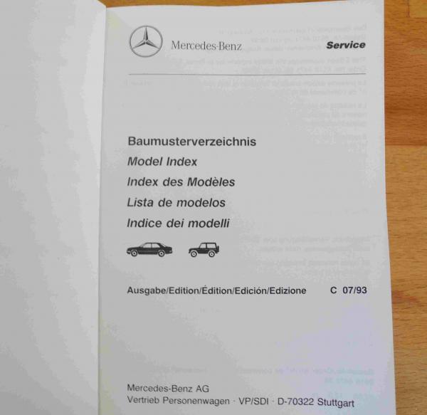 Baumusterverzeichnis Mercedes-Benz PKW und Geländewagen