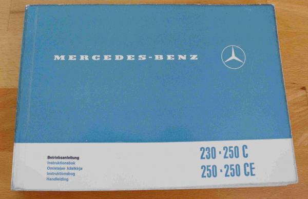 Owner's manual Mercedes 230 250 250C 250CE