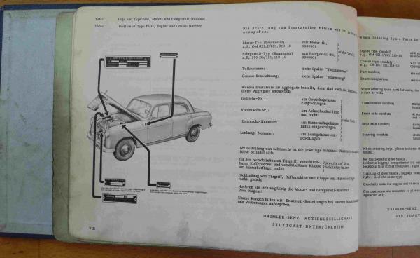 Ersatzteilkatalog Ersatzteilliste Bildkatalog  Mercedes-Benz Ponton W121 190Db