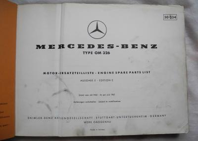 Motor-Ersatzteilliste Type OM326 Ausgabe E Juli 1960